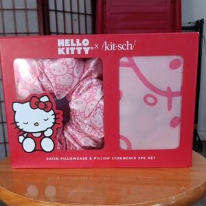 Hello Kitty Pink Satin Pillowcase & Pillow Scrunchie - 2 Pc Set